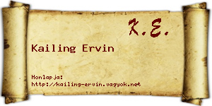 Kailing Ervin névjegykártya