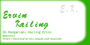 ervin kailing business card